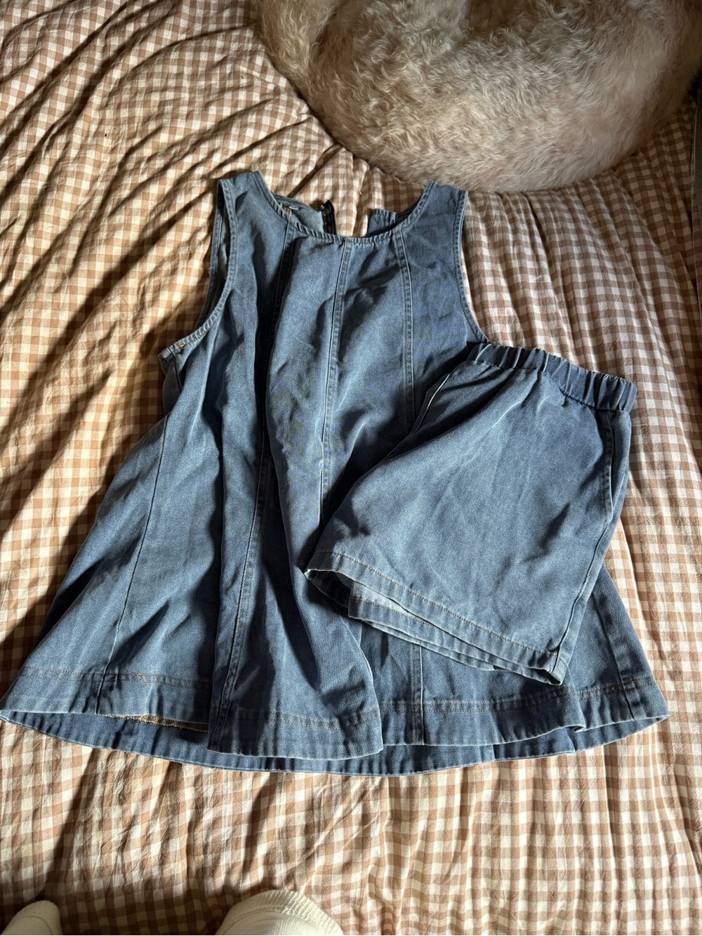 Amazon Denim-Look Sleeveless Tank Top and Shorts Set - Blue
